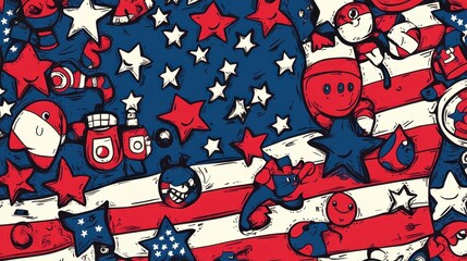 Cartoon Characters Celebrate America With Stars And Stripes