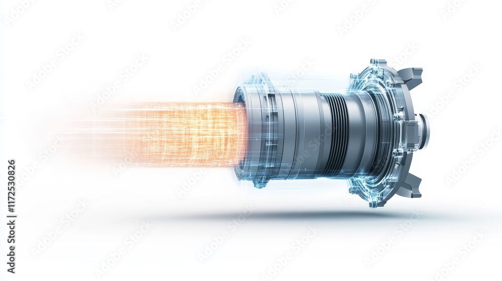 Aufkleber futuristic engine nozzle with dynamic jet stream, representing advanced aerospace technology in high