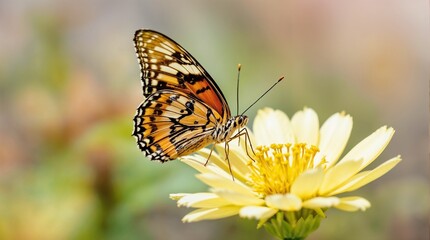 Obraz premium World Wildlife Day. Butterfly resting on yellow flower