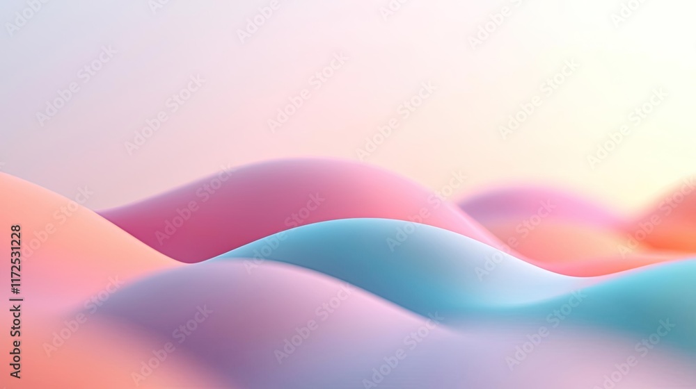 Poster soft abstract background concept. soft, flowing waves in pastel colors create a serene and calming v