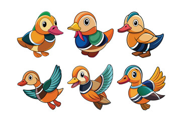 Mandarin Duck vector art illustration