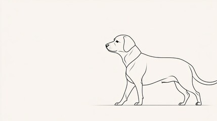 Continuous Line Art of a Walking Dog on Minimal White Background