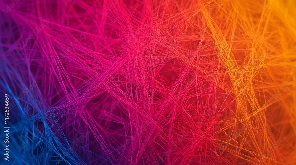 Aufkleber vibrant and interconnected abstract futuristic network of colorful lines forming a dynamic digital