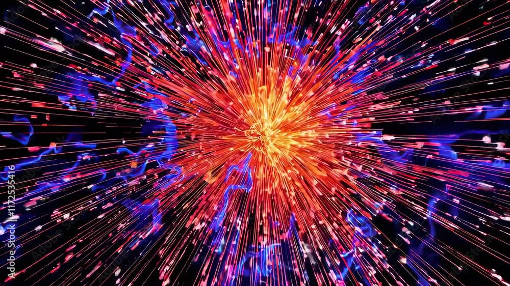 Poster exploring the beauty of vibrant sparks and dynamic patterns in motion
