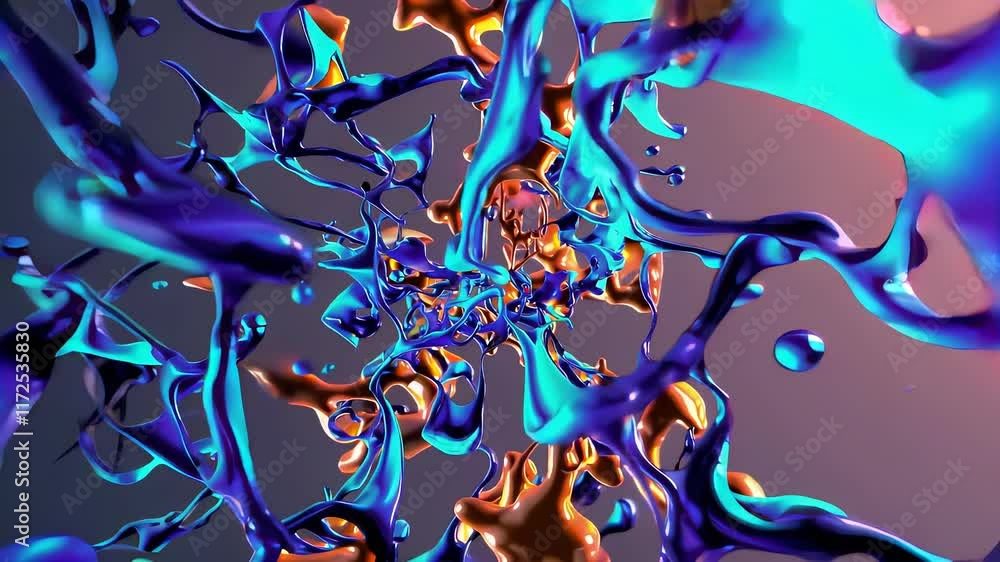 Poster colorful fluid abstraction swirling with dynamic movement and depth