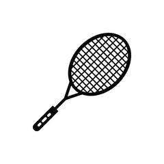 Vector Racket Silhouette Sports Equipment Black and White, Racket Silhouette, Racket Silhouette Vector Illustration