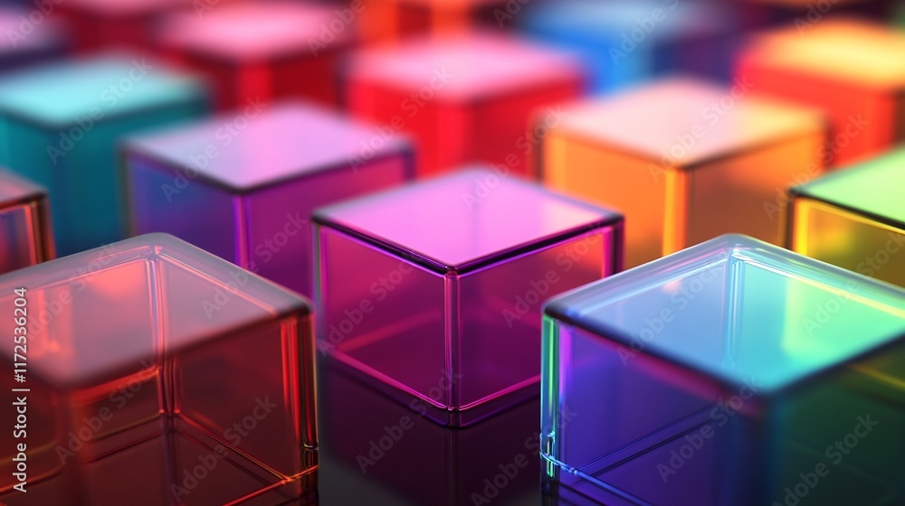 Poster dazzling abstract 3d prisms casting multicolored reflections