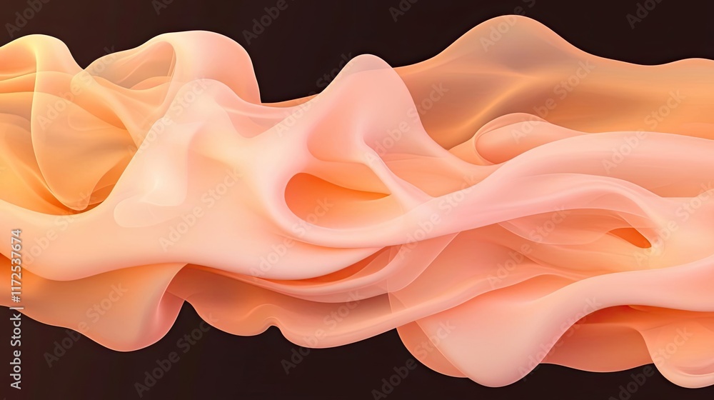 Poster smoke abstract background concept. abstract flowing fabric pattern in soft peach, ideal for backgrou