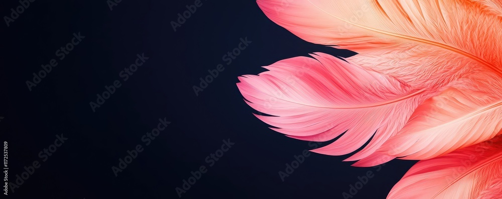 Aufkleber feather abstract background idea. delicate pink feathers against a dark background, creating a seren