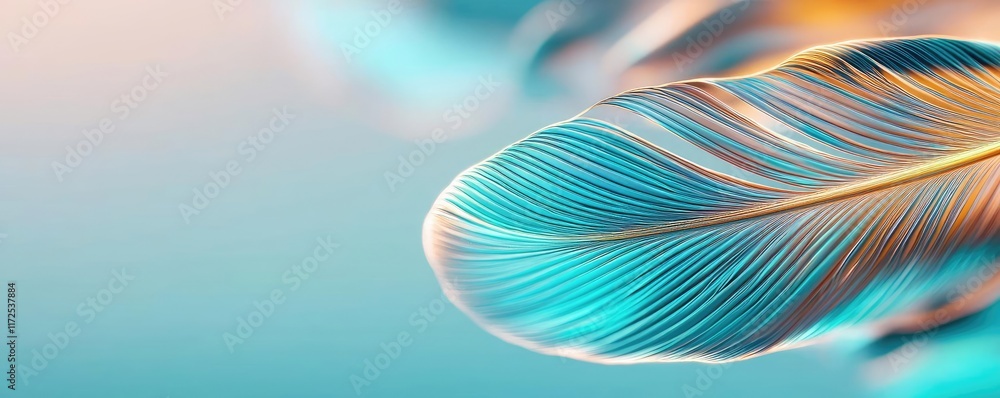 Poster feather abstract background idea. a vibrant feather showcasing intricate patterns and dreamy colors 