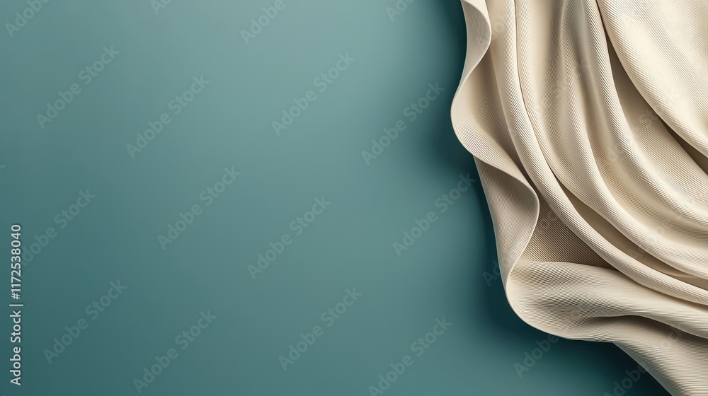 Poster soft abstract background concept. elegant draped fabric on a teal background creating a serene and s