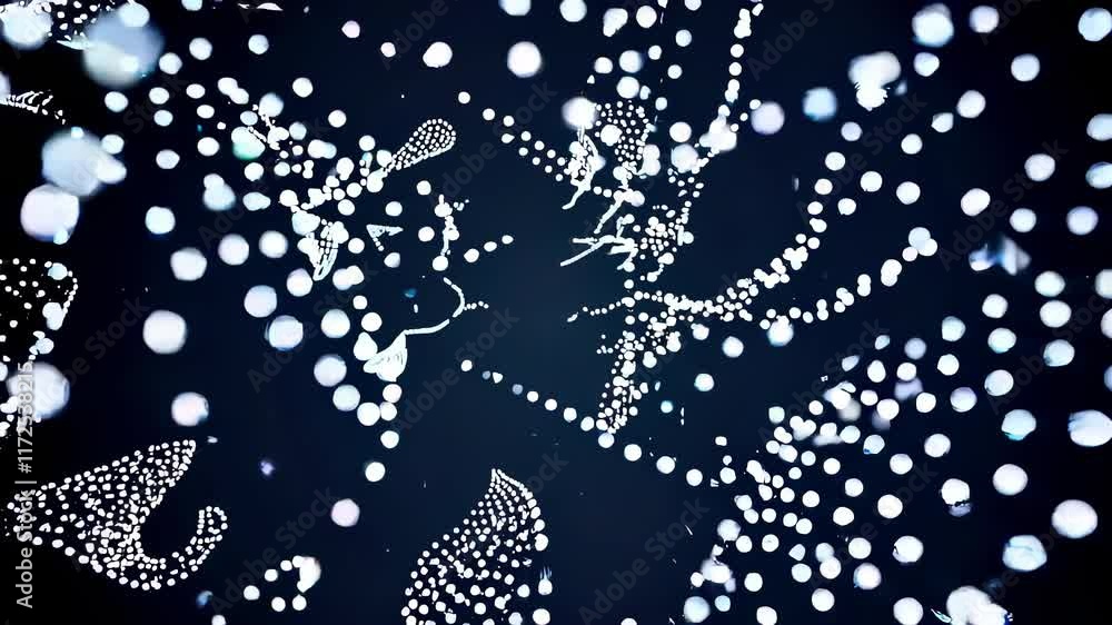 Poster abstract light patterns moving fluidly in dark background