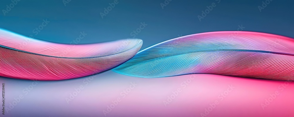 Poster feather abstract background idea. abstract flowing design with vibrant pink and blue colors creating