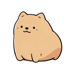 A cute, cartoonish dog with a round body and a friendly expression, featuring a soft beige color and a simple, playful design.