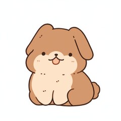 Fototapeta premium A cute, cartoon-style dog with floppy ears and a cheerful expression, sitting happily against a plain background.