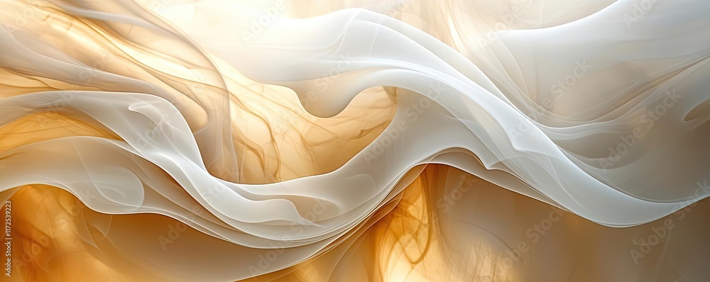 Aufkleber smoke abstract background concept. abstract flowing fabric in warm beige and white tones, creating a