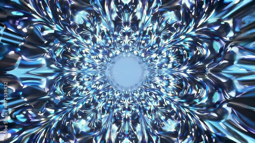 Poster blue and silver abstract pattern with depth and movement seamless looping