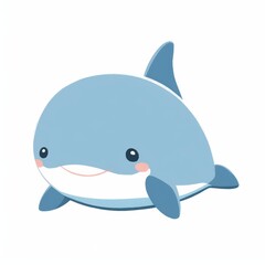 Fototapeta premium A cute, cartoonish blue dolphin character with a friendly expression, simplistic design, and rounded features.