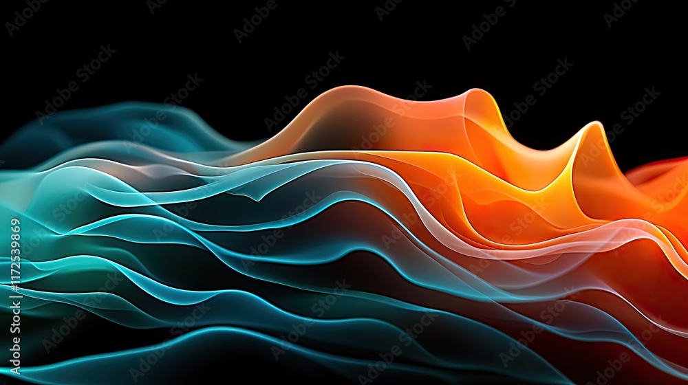 Poster smoke abstract background concept. vibrant abstract waves of color flowing smoothly against a dark b