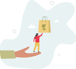 buying recycle clothes..Sustainable lifestyle.flat characters.