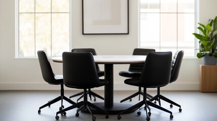Minimalist Modern Meeting Room with Backdrop and Natural Lighting