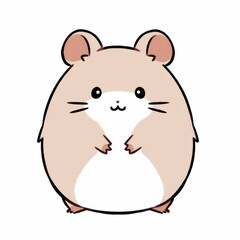 Fototapeta premium A cute cartoon hamster with a round body, small ears, and a cheerful expression, standing upright with its paws together.