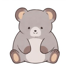 Fototapeta premium A cute, cartoon-style gray bear sitting calmly with a friendly expression.