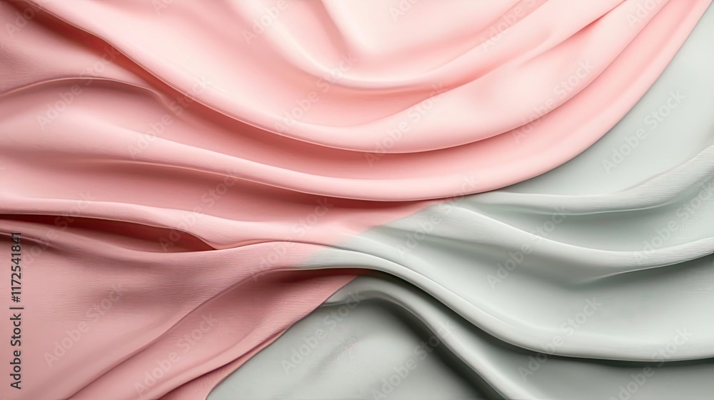 Poster soft abstract background concept. elegant draped fabric in soft pink and green hues creates a calmin