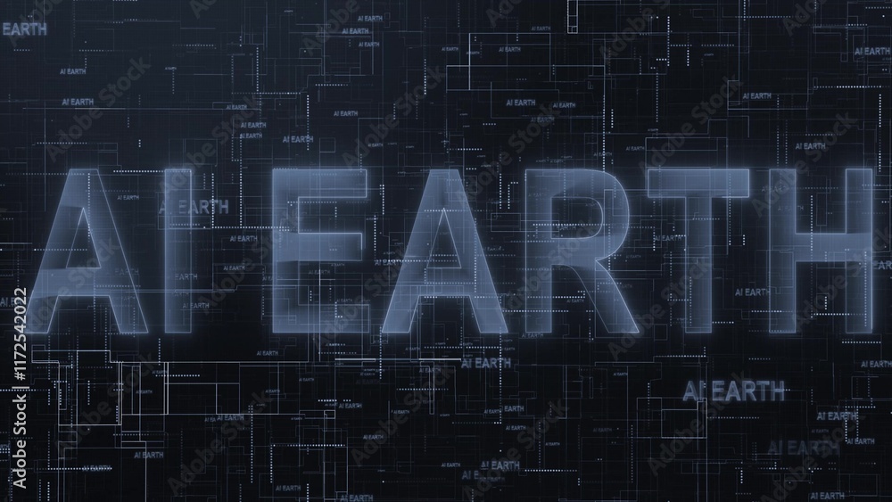 Poster 3d ai earth text technology data line