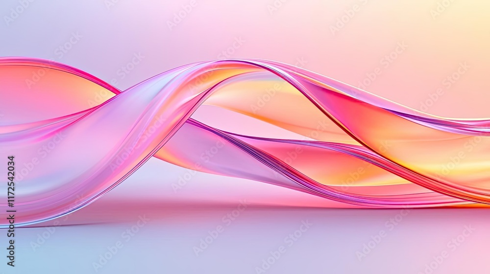 Poster soft abstract background concept. a vibrant wave of colorful translucent ribbons flowing gracefully 