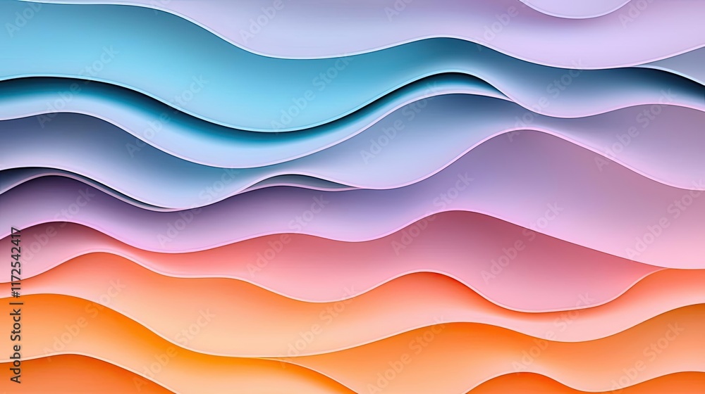Poster soft abstract background concept. vibrant abstract waves in pastel colors creating a soothing layere