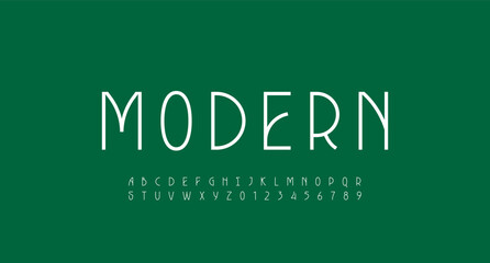 Modern font thin alphabet made minimal luxury style, uppercase trendy white letters from A to Z and numbers from 0 to 9, vector illustration 10EPS. © marooshka