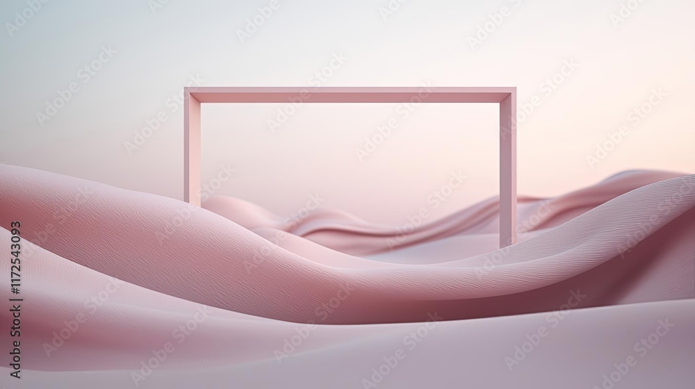 Poster soft abstract background concept. a minimalist frame in soft, wavy landscape, creating a serene visu