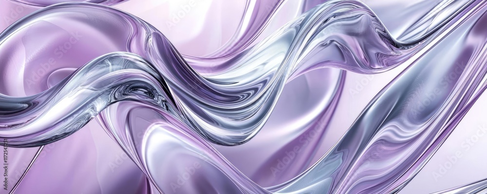 Poster soft abstract background concept. flowing abstract waves in soft purple and silver hues, creating a 