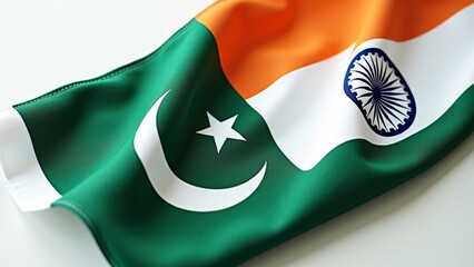 Pakistan and india two flags fabric texture