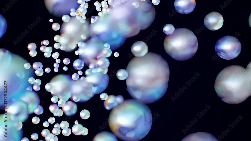 Poster bubbles floating in dark space with colorful highlights