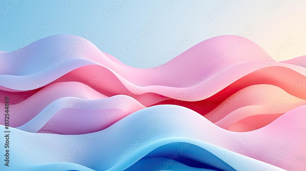 Poster soft abstract background concept. abstract waves of pink and blue create a soothing and modern visua