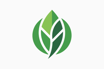 Fototapeta premium A modern logo showcases a stylized leaf design in vibrant green hues, emphasizing simplicity and nature, A minimalist logo featuring a single leaf and clean, sans-serif text