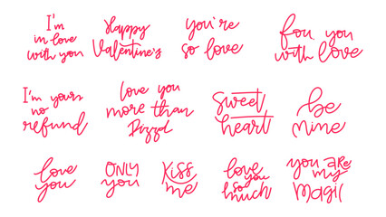 Happy Valentine's Day handwriting calligraphy set on white background, Flat Modern design , illustration Vector EPS 10t Modern design , illustration Vector EPS 10