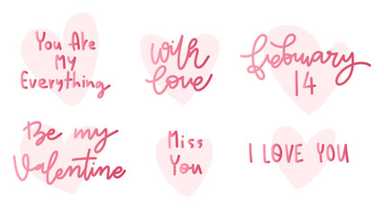 Happy Valentine's Day handwriting calligraphy set on white background, Flat Modern design , illustration Vector EPS 10t Modern design , illustration Vector EPS 10