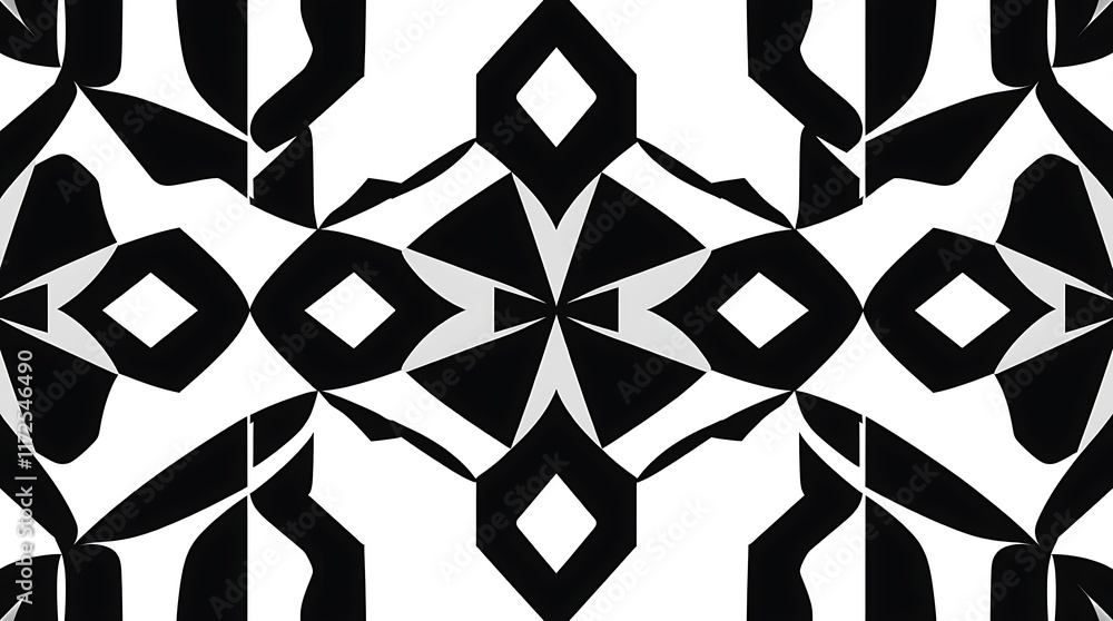 Poster geometric black and white pattern: a mesmerizing abstract design featuring sharp, geometric shapes i