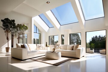 natural light white walls large windows skylights minimal artifi