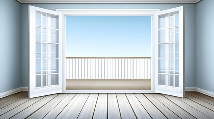 French Doors to Balcony 3D Illustration