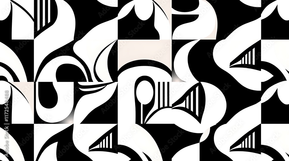 Poster abstract black and white geometric pattern: this mesmerizing image presents a captivating abstract d