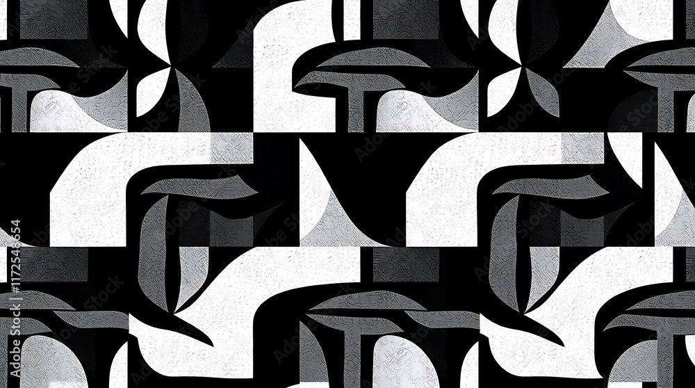 Aufkleber abstract black and white pattern: a mesmerizing geometric design with contrasting black and white sh