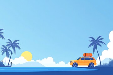 Summer wagon car vector illustrat