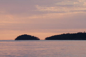 Sunset from Sucia Island in the San Juan Islands in the Pacific Northwest in Washington 