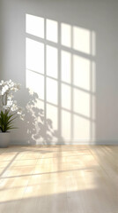 3D Room Illustration White Wall Sunlight
