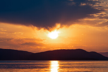 Sunset from Sucia Island in the San Juan Islands in the Pacific Northwest in Washington 