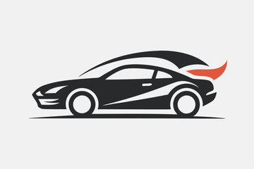 Naklejka premium A distinctive logo design features a clean car silhouette, emphasizing modern aesthetics and movement, A minimalist logo featuring a stylized factory silhouette
